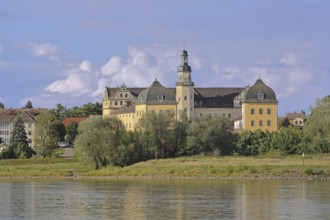 Castle on the banks of the Elbe, Elbe, Coswig, Fläming, Saxony-Anhalt, Germany