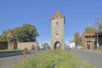 Historic Dornburg gate and town wall, town fortifications, town tower, town gate, Breitestraßetor,