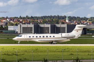 Aircraft at Stuttgart Airport. Aircraft registration number: D-AIRI, Gulfstream G650ER, DC Aviation