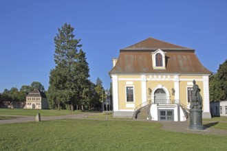 Baroque town hall and stables, monument to Russian Tsarina and Empress Catherine the Great, castle