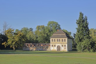 Historic stables, castle garden, Zerbst, Fläming, Saxony-Anhalt, Germany