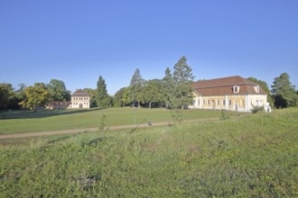 Castle garden with stables and baroque town hall Zerbst, Fläming, Saxony-Anhalt, Germany