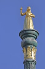 Golden Butter Maiden, sculpture, female figure, landmark, cut-out, detail, market place, Zerbst,