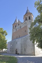 Gothic St Mary's Church with twin towers, Aken, Saxony-Anhalt, Germany