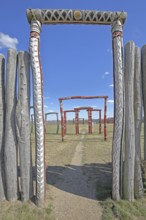 Archaeological reconstructed circular ditch from the Stone Age, Bronze Age, archway, ring ditch,