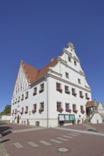 Town hall built in 1490, market square, Aken, Saxony-Anhalt, Germany