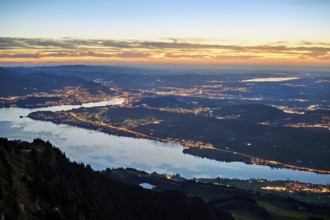 View from Rigi Kulm of the sea of lights, Lake Lucerne and the city, Lucerne, Canton of Lucerne,