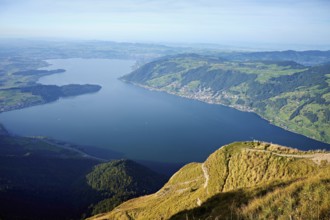 View from Rigi Kulm to Lake Zug and the Kiemen, Walchwil, Canton Zug, Switzerland