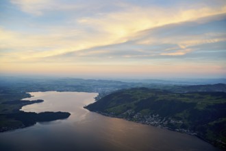 View from Rigi Kulm to Lake Zug and the Kiemen, Walchwil, Canton Zug, Switzerland