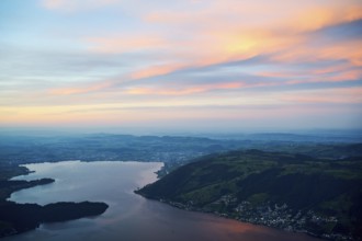 View from Rigi Kulm to Lake Zug and the Kiemen, Walchwil, Canton Zug, Switzerland