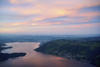 View from Rigi Kulm to Lake Zug and the Kiemen, Walchwil, Canton Zug, Switzerland