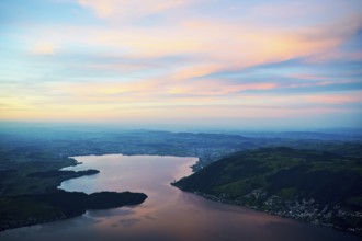 View from Rigi Kulm to Lake Zug and the Kiemen, Walchwil, Canton Zug, Switzerland
