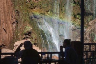 Beautifull cascades of waterfall Ouzoud in Morocco. View from the restaurant