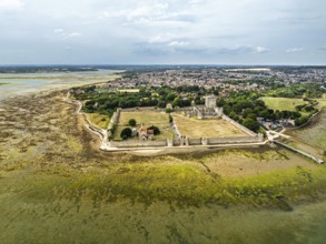 DefaultPortchester Castle from drone, Portchester, Fareham, Hampshire, England, United Kingdom