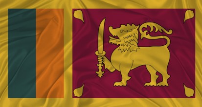 Flag of Sri Lanka with cloth texture. Close up of Sri Lanka flag waving
