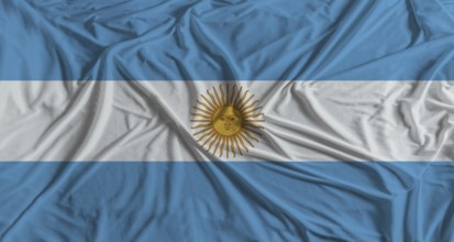 Argentina flag with fabric texture background. National flag of Argentina with cloth texture