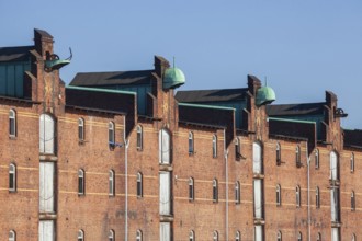 Old warehouses on Dessauer Ufer in Hamburg-Veddel, satellite camp of Neuengamme concentration camp