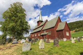 Hegge Stave Church with cemetery, Hegge, Innlandet, Norway