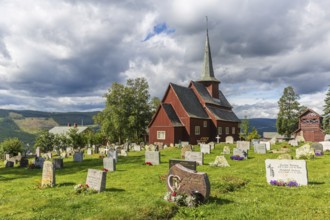 Hegge Stave Church with cemetery, Hegge, Innlandet, Norway
