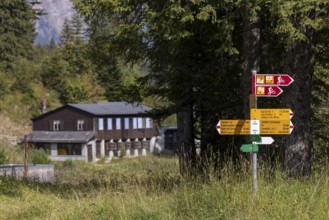 Hiking and biking trail, Sentiero Lucomagno, Campra, Blenio, Ticino, Switzerland