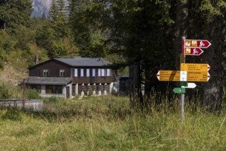 Hiking and biking trail, Sentiero Lucomagno, Campra, Blenio, Ticino, Switzerland