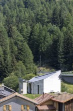 Hamlet with chapel of St James the Elder, Acla, Curaglia, Val Medel, Graubünden, Switzerland