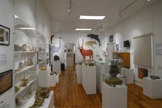 Exhibition rooms of the Jasper House Museum, Oranjemund, diamond restricted area, Karas region,