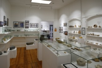 Exhibition rooms of the Jasper House Museum, Oranjemund, diamond restricted area, Karas region,