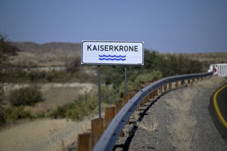 Shield Kaiserkrone, German river name, near Keetmanshoop, Karas Region, Namibia