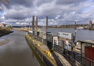 Ferry at the ferry terminal in Finkenwerder, Hamburg, Germany