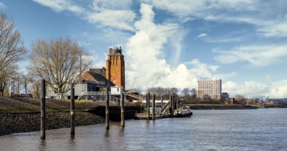 Seemannshöft pilot house at Kohlfleet harbour in Finkenwerder, Hamburg, Germany