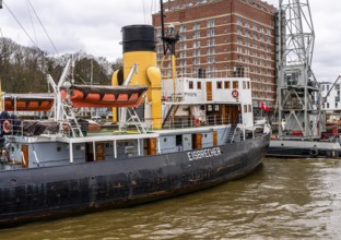Icebreaker in the Oevelgönne museum harbour, Hamburg, Germany