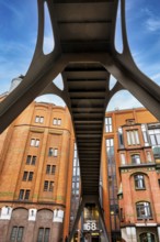 Stilwerkbrücke with the typical fish market architecture in the Große Elbstraße, Hamburg, Germany