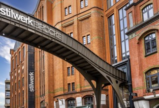 Stilwerkbrücke with the typical fish market architecture in the Große Elbstraße, Hamburg, Germany