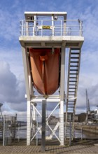Ma-co boat system, lifeboat at Dockland, Hamburg, Germany