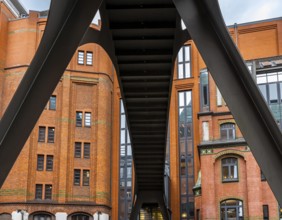 Stilwerkbrücke with the typical fish market architecture in the Große Elbstraße, Hamburg, Germany
