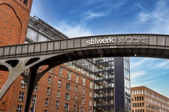 Stilwerkbrücke with the typical fish market architecture in the Große Elbstraße, Hamburg, Germany