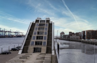 Dockland at low tide, Hamburg fishing harbour, Germany