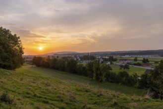 Sunset at the village of Erlen, behind Ottenberg near Weinfelden, Thurgau, Switzerland
