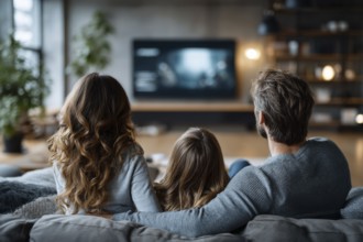 Family enjoying dinner together in the backyard during sunset, AI generated