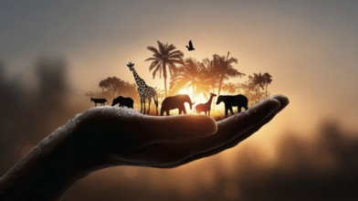 Concept of wildlife preservation and nature conservation in the age of AI and sustainable