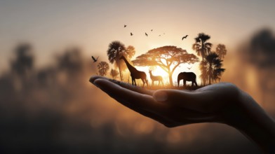 Concept of wildlife preservation and nature conservation in the age of AI and sustainable