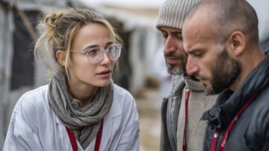 Doctors without borders helping people in refugee camp and assisting in getting medical and