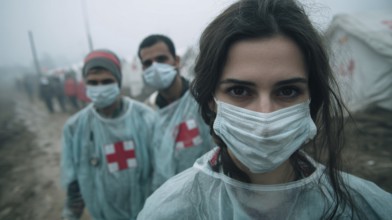 Doctors without borders helping people in refugee camp and assisting in getting medical and