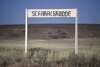 Jackal hill sign on the railway line from Lüderitz to Keetmanshoop, near Goageb, Karas Region,