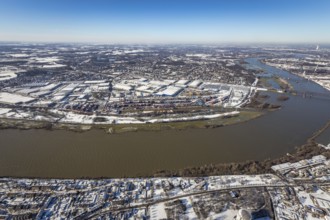 Aerial view, river Ruhr, logport I, terminal, container harbour, DIT Duisburg Intermodal Terminal