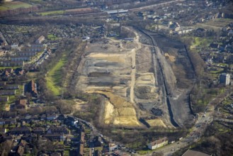 Aerial view, planned green neighbourhood Friedrich-Park, former colliery Friedrich Thyssen Schacht