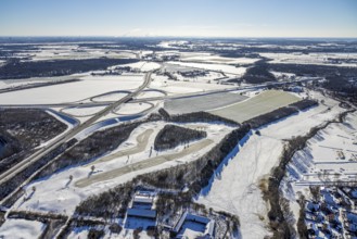 Aerial view, motorway junction Duisburg-Süd, A59 and A524, Huckingen, Duisburg, Ruhr area, North