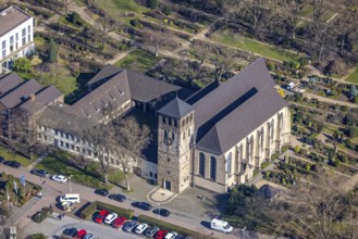 Aerial view, Premonstratensian monastery Hamborn Abbey, Alt-Hamborn, Duisburg, Ruhr area, North