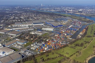 Aerial photo, Duisport, Duisburger Hafen AG, Logport I, container port, Rhine harbour,